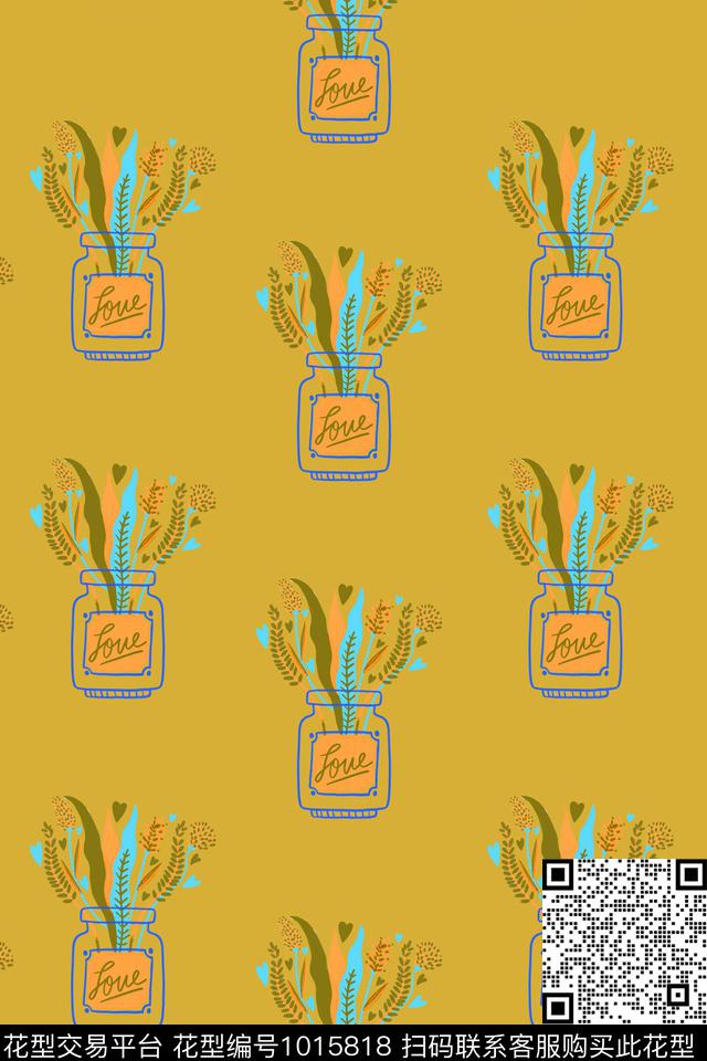 手绘花卉花卉清爽底花卉传统印花华亿平台下载（图片编号: 1015818） - 瓦栏（Walan）