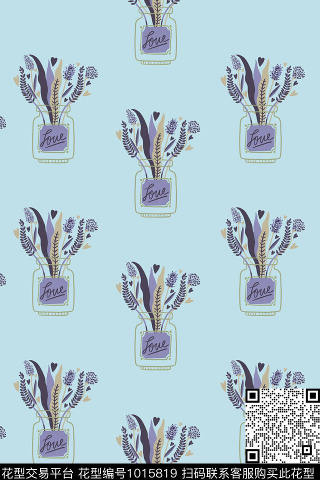 手绘花卉花卉清爽底花卉传统印花华亿平台下载（图片编号: 1015819） - 瓦栏（Walan）