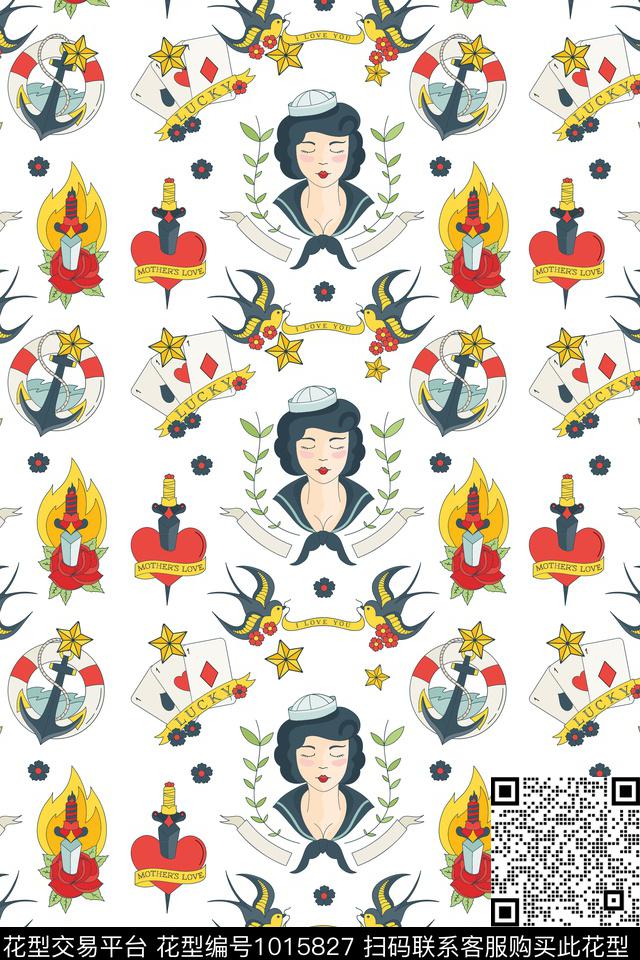 抽象扑克大牌风数码印花华亿平台下载（图片编号: 1015827） - 瓦栏（Walan）