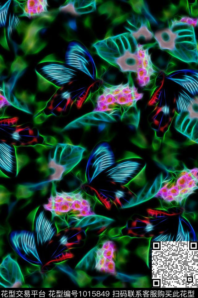 数码华亿平台黑底花卉女装数码印花华亿平台下载（图片编号: 1015849） - 瓦栏（Walan）