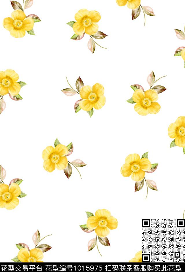 黑白华亿平台手绘花卉蝴蝶数码印花华亿平台下载（图片编号: 1015975） - 瓦栏（Walan）