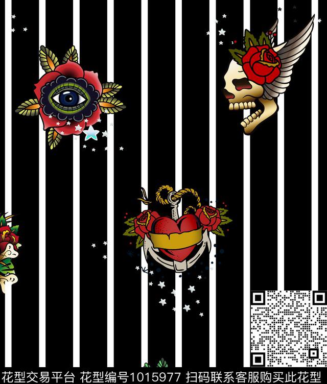 爱心条纹星星数码印花华亿平台下载（图片编号: 1015977） - 瓦栏（Walan）