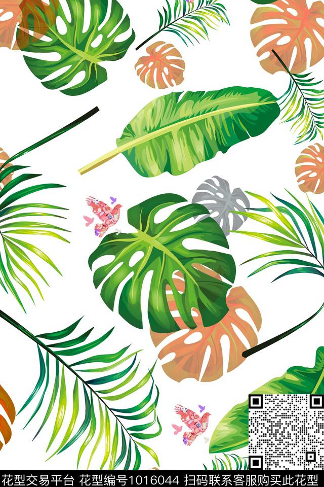 VALENTINO棕榈树花卉数码印花华亿平台下载（图片编号: 1016044） - 瓦栏（Walan）