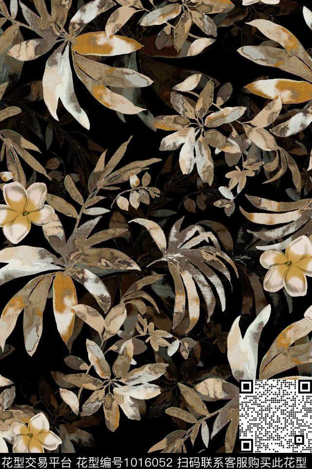 棕榈树热带华亿平台栀子花数码印花华亿平台下载（图片编号: 1016052） - 瓦栏（Walan）