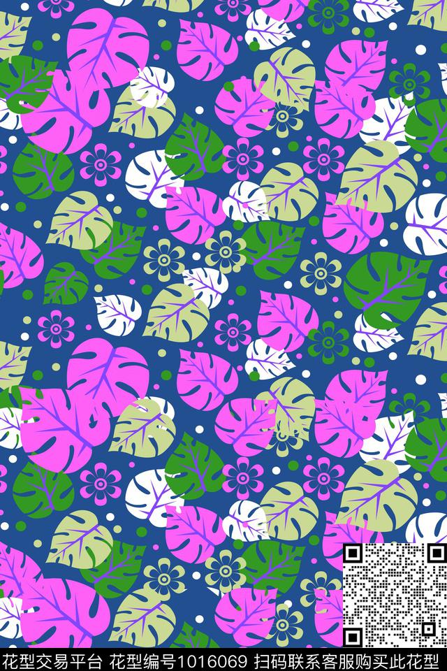 花卉绿植树叶棕榈树数码印花华亿平台下载（图片编号: 1016069） - 瓦栏（Walan）