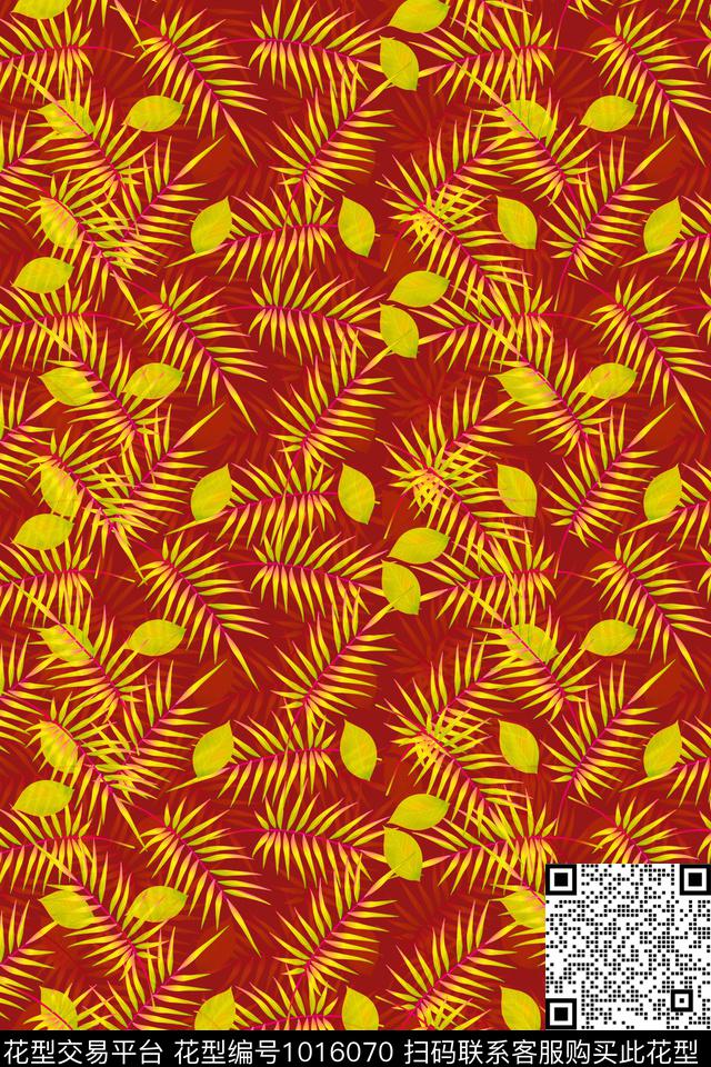 花卉绿植树叶棕榈树数码印花华亿平台下载（图片编号: 1016070） - 瓦栏（Walan）