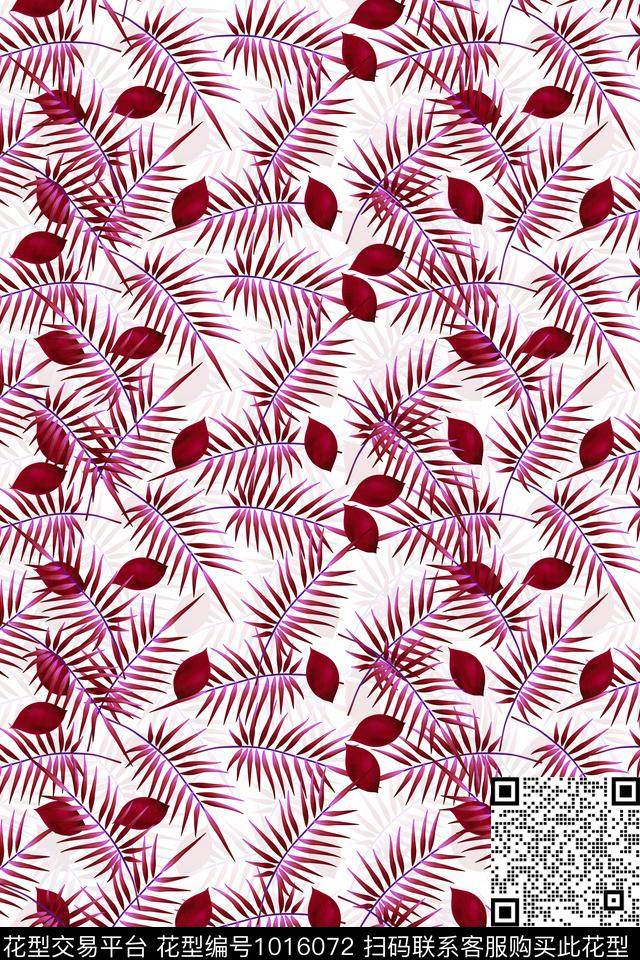 花卉绿植树叶棕榈树数码印花华亿平台下载（图片编号: 1016072） - 瓦栏（Walan）