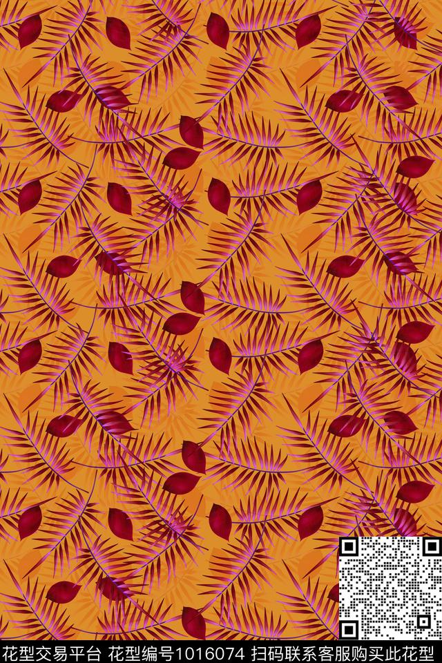 花卉绿植树叶棕榈树数码印花华亿平台下载（图片编号: 1016074） - 瓦栏（Walan）