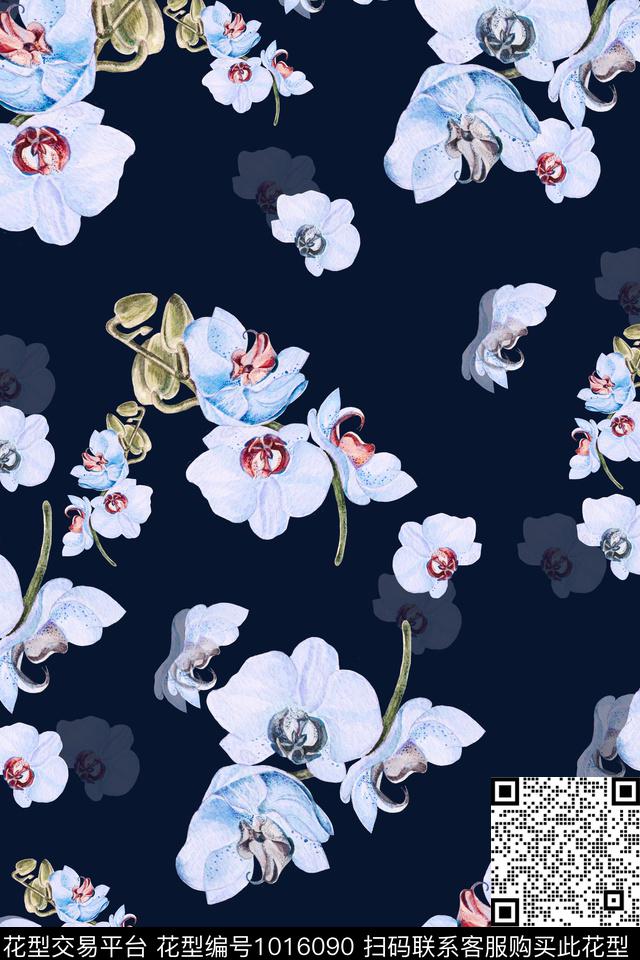 春夏华亿平台手绘花卉花卉数码印花华亿平台下载（图片编号: 1016090） - 瓦栏（Walan）