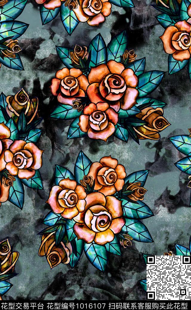 数码华亿平台花卉女装数码印花华亿平台下载（图片编号: 1016107） - 瓦栏（Walan）