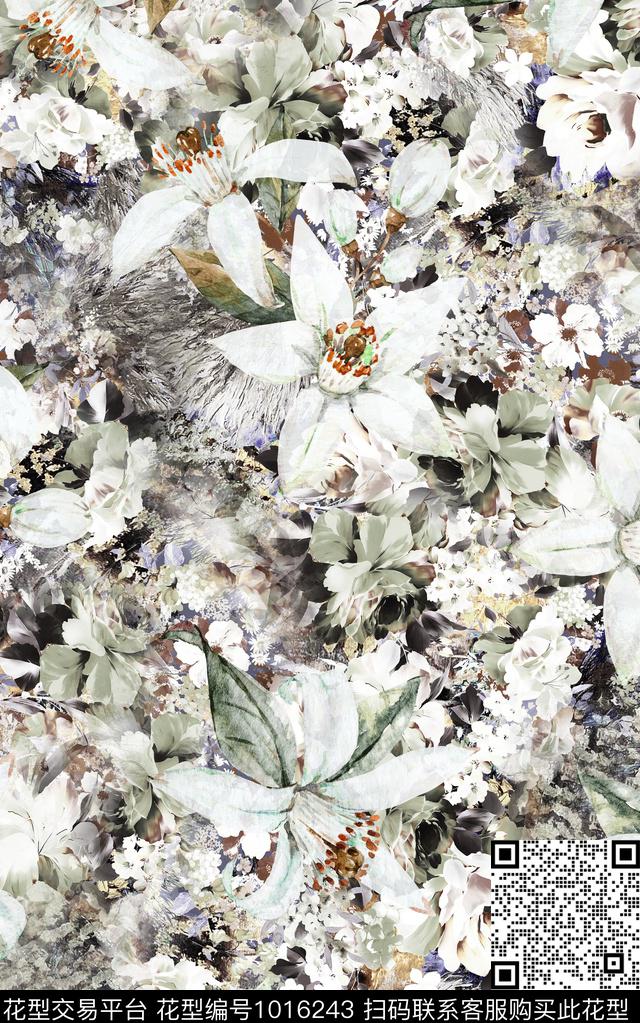 数码华亿平台民族风花卉数码印花华亿平台下载（图片编号: 1016243） - 瓦栏（Walan）