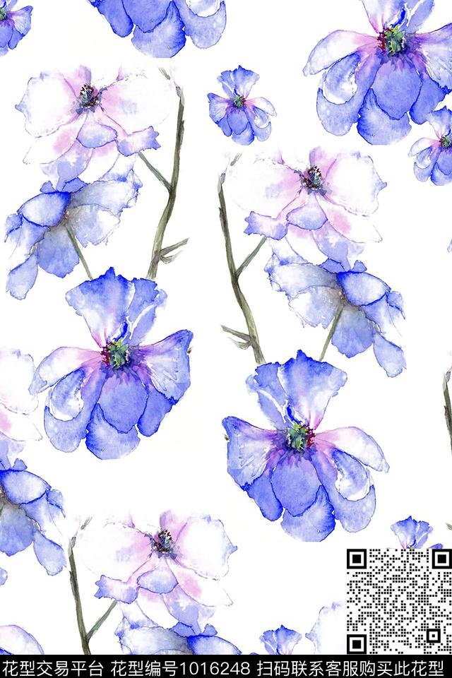 春夏华亿平台手绘花卉花卉数码印花华亿平台下载（图片编号: 1016248） - 瓦栏（Walan）