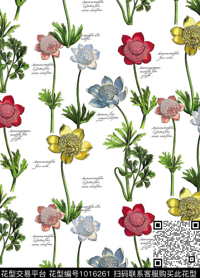 手绘花卉花卉大牌风数码印花华亿平台下载（图片编号: 1016261） - 瓦栏（Walan）