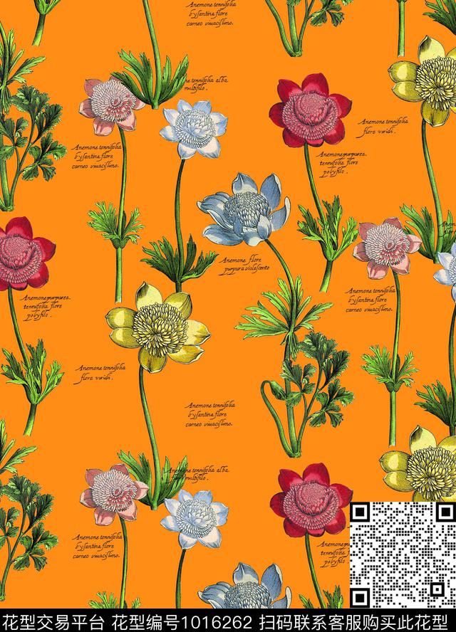 手绘花卉花卉大牌风数码印花华亿平台下载（图片编号: 1016262） - 瓦栏（Walan）