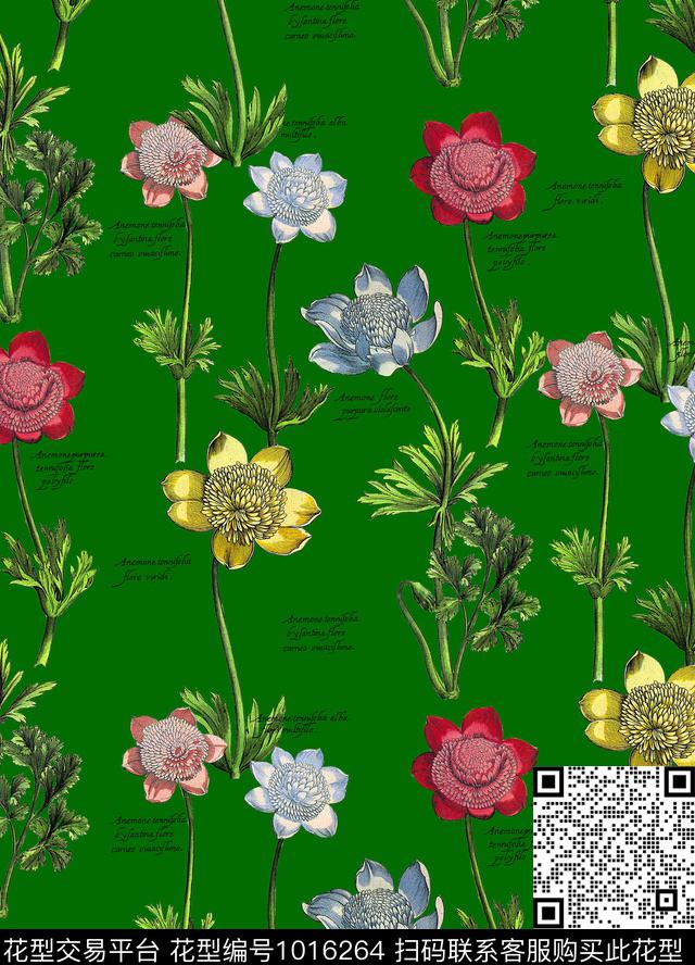 手绘花卉花卉大牌风数码印花华亿平台下载（图片编号: 1016264） - 瓦栏（Walan）
