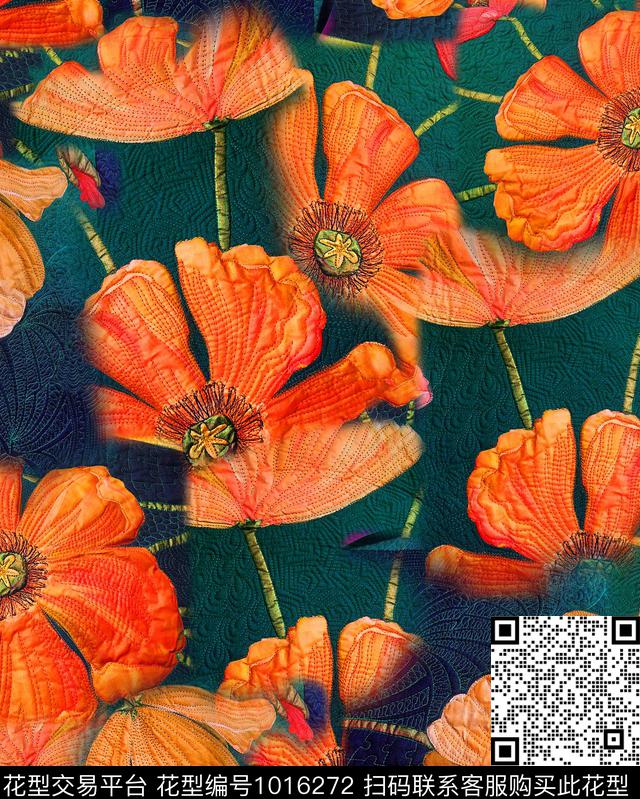 虞美人花卉名族花卉数码印花华亿平台下载（图片编号: 1016272） - 瓦栏（Walan）