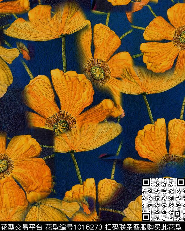 虞美人花卉名族花卉数码印花华亿平台下载（图片编号: 1016273） - 瓦栏（Walan）