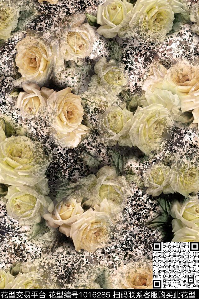 数码华亿平台花卉玫瑰花数码印花华亿平台下载（图片编号: 1016285） - 瓦栏（Walan）