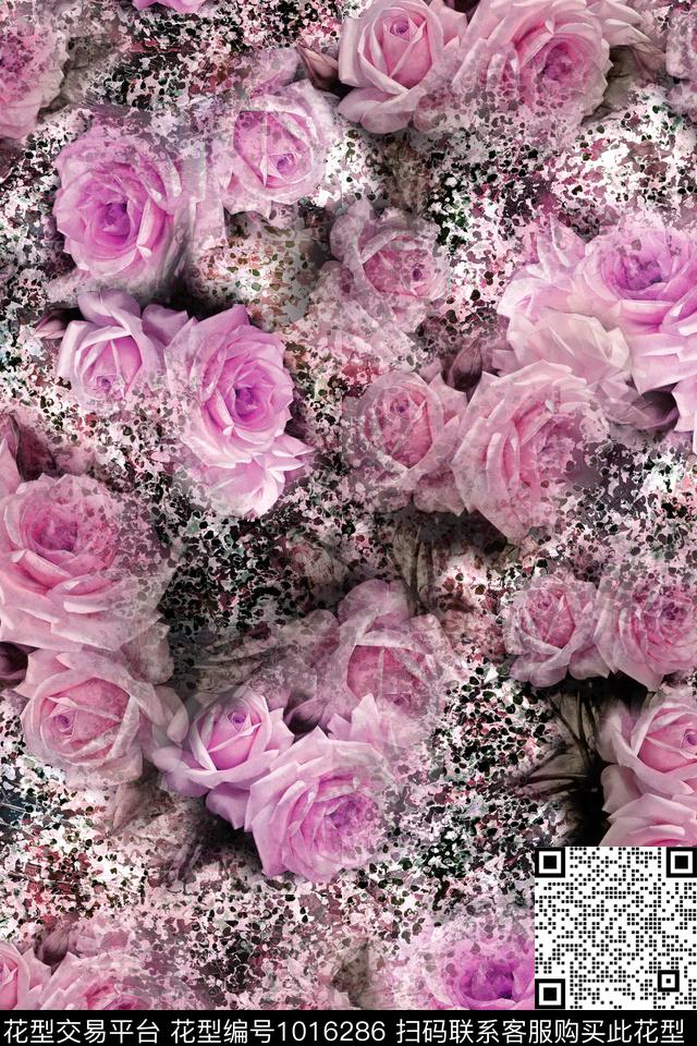 数码华亿平台花卉玫瑰花数码印花华亿平台下载（图片编号: 1016286） - 瓦栏（Walan）