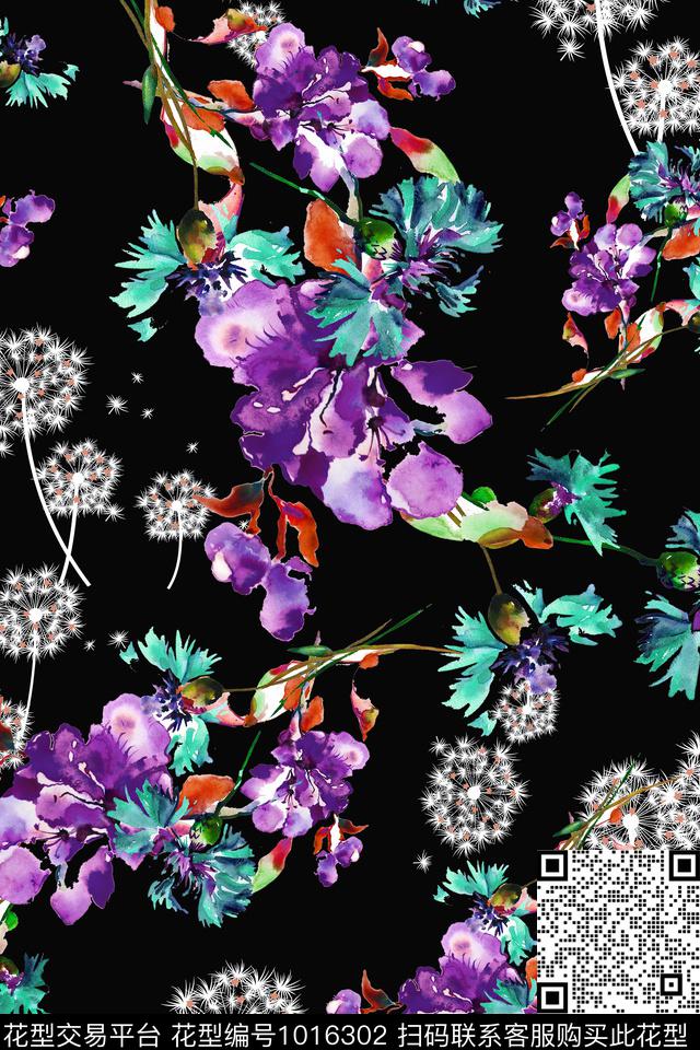 手绘花卉花卉小花枝传统印花华亿平台下载（图片编号: 1016302） - 瓦栏（Walan）