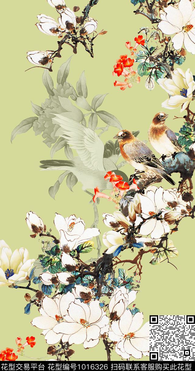 女装花鸟中国风数码印花华亿平台下载（图片编号: 1016326） - 瓦栏（Walan）