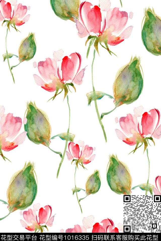 春夏华亿平台手绘花卉花卉数码印花华亿平台下载（图片编号: 1016335） - 瓦栏（Walan）