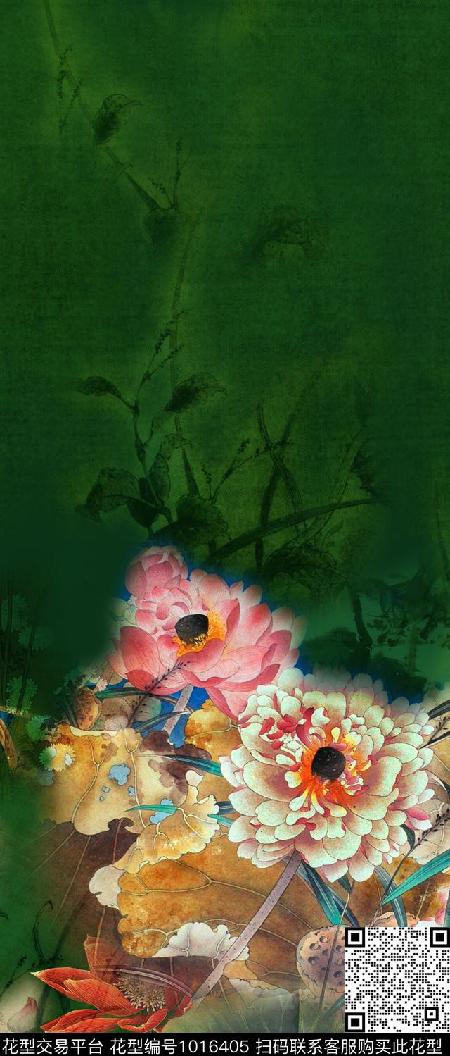 大花中国风花卉数码印花华亿平台下载（图片编号: 1016405） - 瓦栏（Walan）