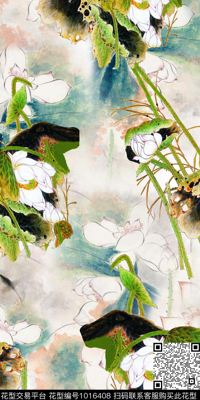 中国风数码华亿平台花卉数码印花华亿平台下载（图片编号: 1016408） - 瓦栏（Walan）