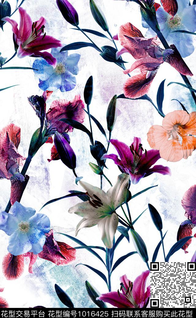 数码华亿平台春夏华亿平台花卉数码印花华亿平台下载（图片编号: 1016425） - 瓦栏（Walan）