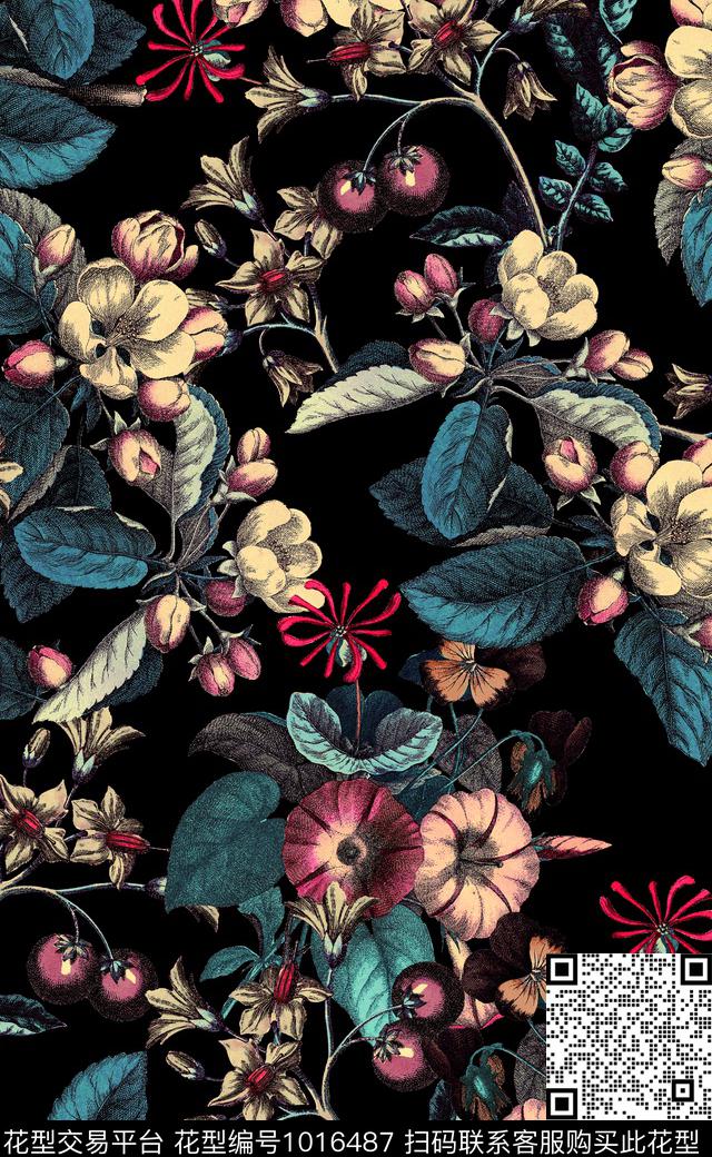 数码华亿平台花卉女装数码印花华亿平台下载（图片编号: 1016487） - 瓦栏（Walan）