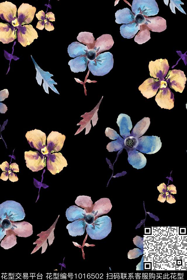 春夏华亿平台手绘花卉花卉数码印花华亿平台下载（图片编号: 1016502） - 瓦栏（Walan）