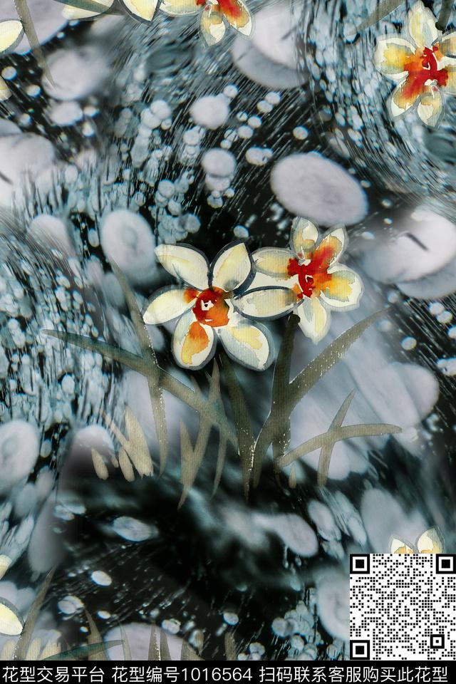 数码华亿平台素雅水仙花数码印花华亿平台下载（图片编号: 1016564） - 瓦栏（Walan）