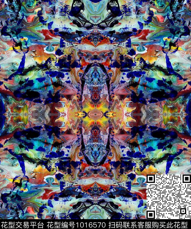 几何民族抽象纹路色彩艳丽数码印花华亿平台下载（图片编号: 1016570） - 瓦栏（Walan）