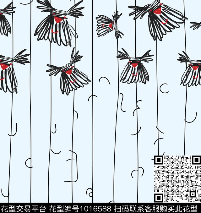 抽象花卉年轻女性数码印花华亿平台下载（图片编号: 1016588） - 瓦栏（Walan）