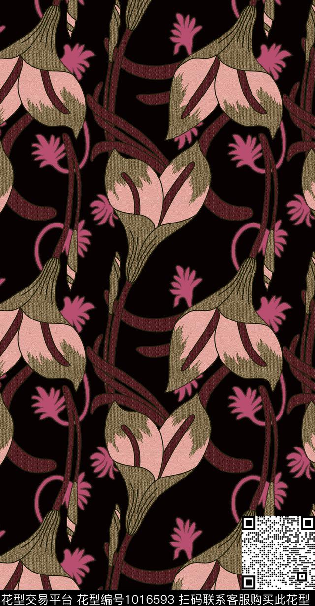花卉年轻女性大牌风数码印花华亿平台下载（图片编号: 1016593） - 瓦栏（Walan）