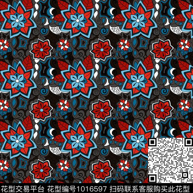 民族风花卉女装数码印花华亿平台下载（图片编号: 1016597） - 瓦栏（Walan）