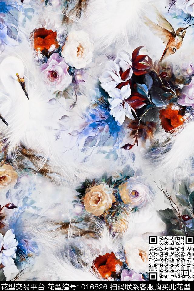 朦胧花卉色彩画油画华亿平台数码印花华亿平台下载（图片编号: 1016626） - 瓦栏（Walan）