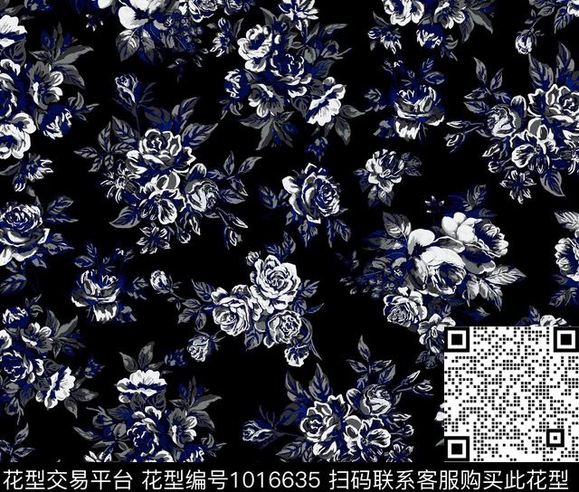 花卉年轻女性大牌风数码印花华亿平台下载（图片编号: 1016635） - 瓦栏（Walan）