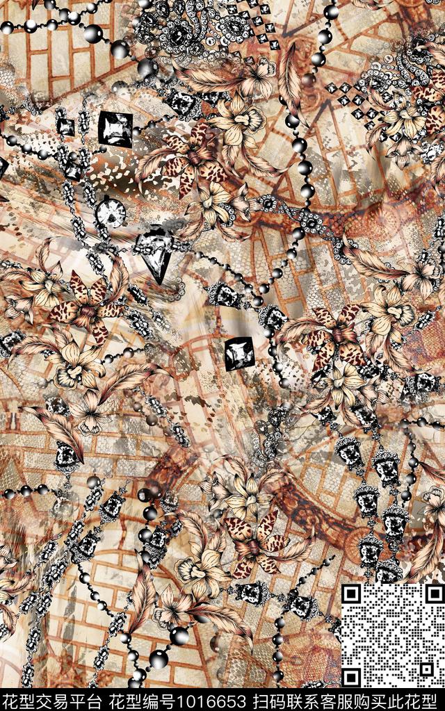 数码华亿平台抽象复古数码印花华亿平台下载（图片编号: 1016653） - 瓦栏（Walan）