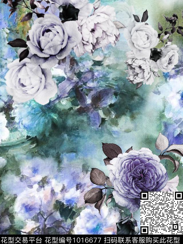 数码华亿平台花卉女装数码印花华亿平台下载（图片编号: 1016677） - 瓦栏（Walan）