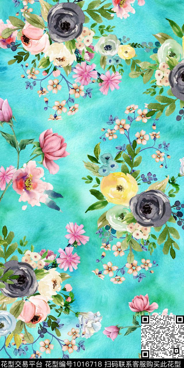 小碎花手绘花卉清爽底花卉数码印花华亿平台下载（图片编号: 1016718） - 瓦栏（Walan）