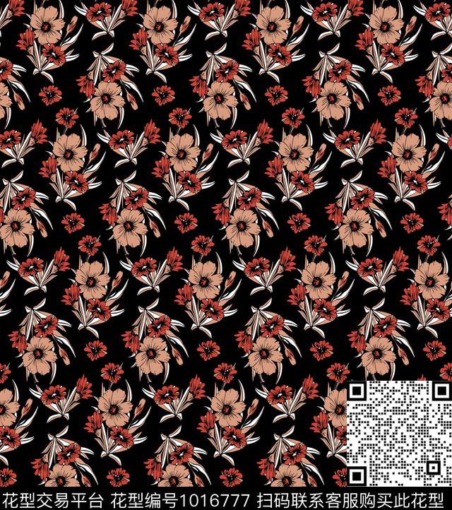 数码华亿平台花卉大牌风数码印花华亿平台下载（图片编号: 1016777） - 瓦栏（Walan）