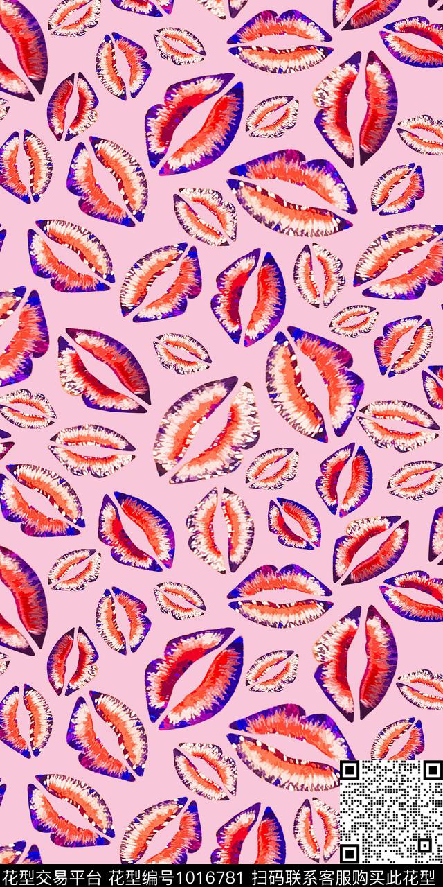 数码华亿平台嘴唇年轻女性数码印花华亿平台下载（图片编号: 1016781） - 瓦栏（Walan）