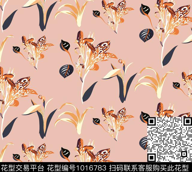 数码华亿平台花卉大牌风数码印花华亿平台下载（图片编号: 1016783） - 瓦栏（Walan）