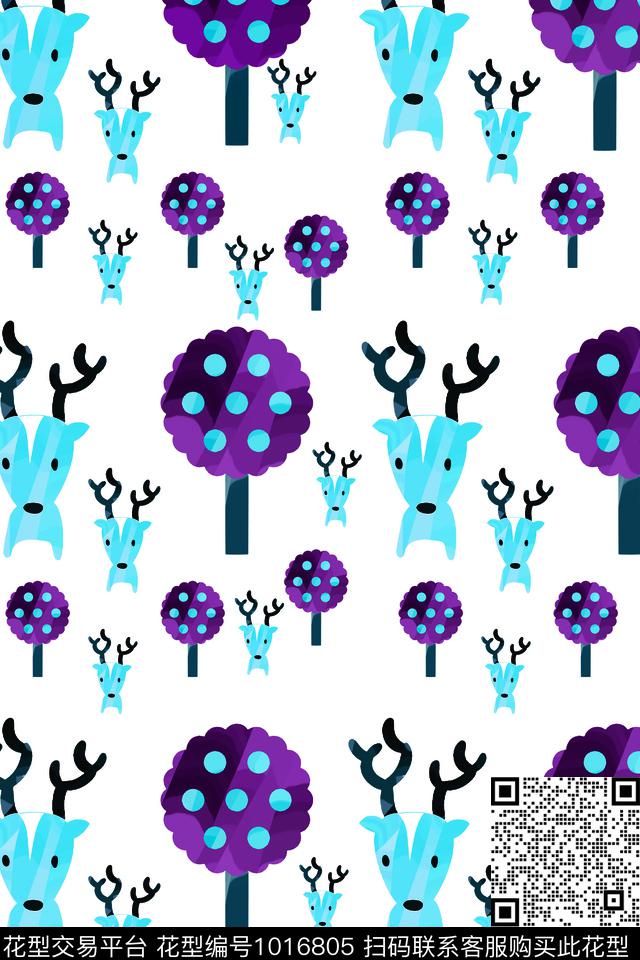 卡通动物卡通植物数码印花华亿平台下载（图片编号: 1016805） - 瓦栏（Walan）