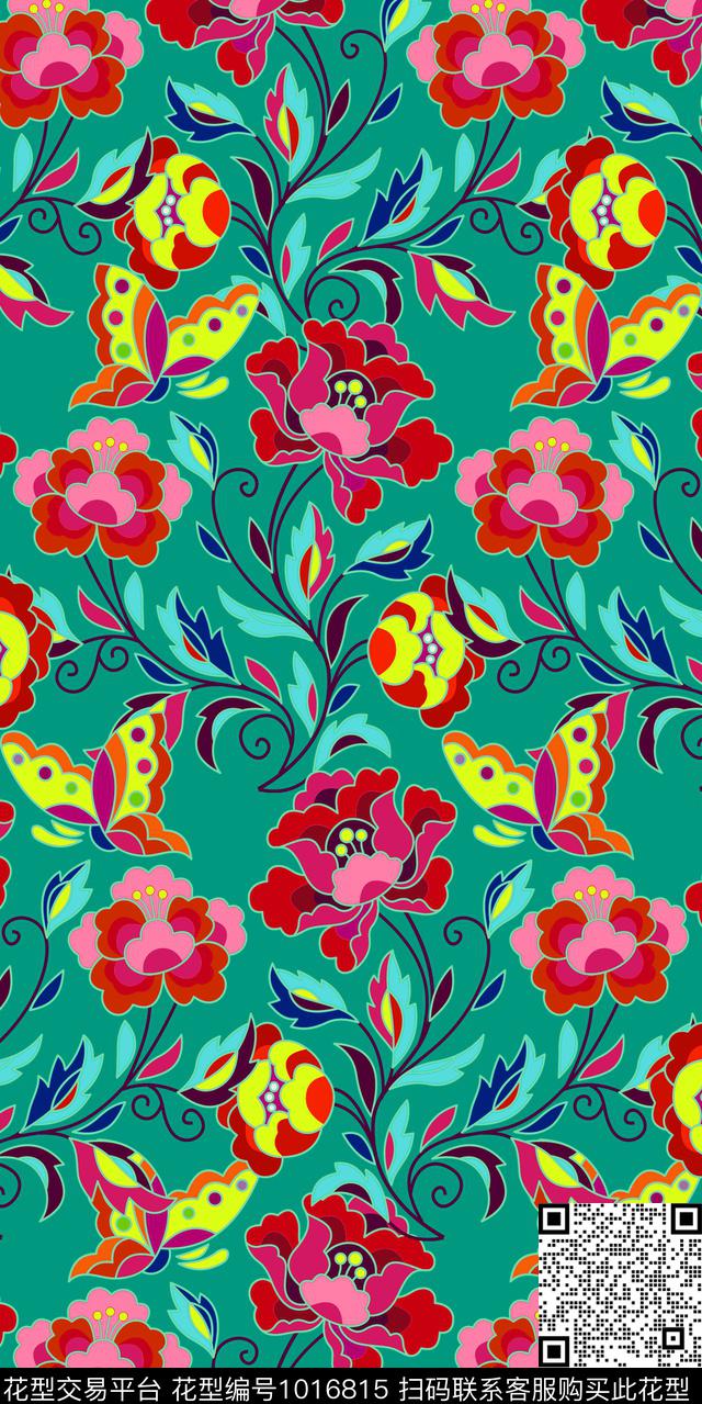 数码华亿平台花卉大牌风数码印花华亿平台下载（图片编号: 1016815） - 瓦栏（Walan）