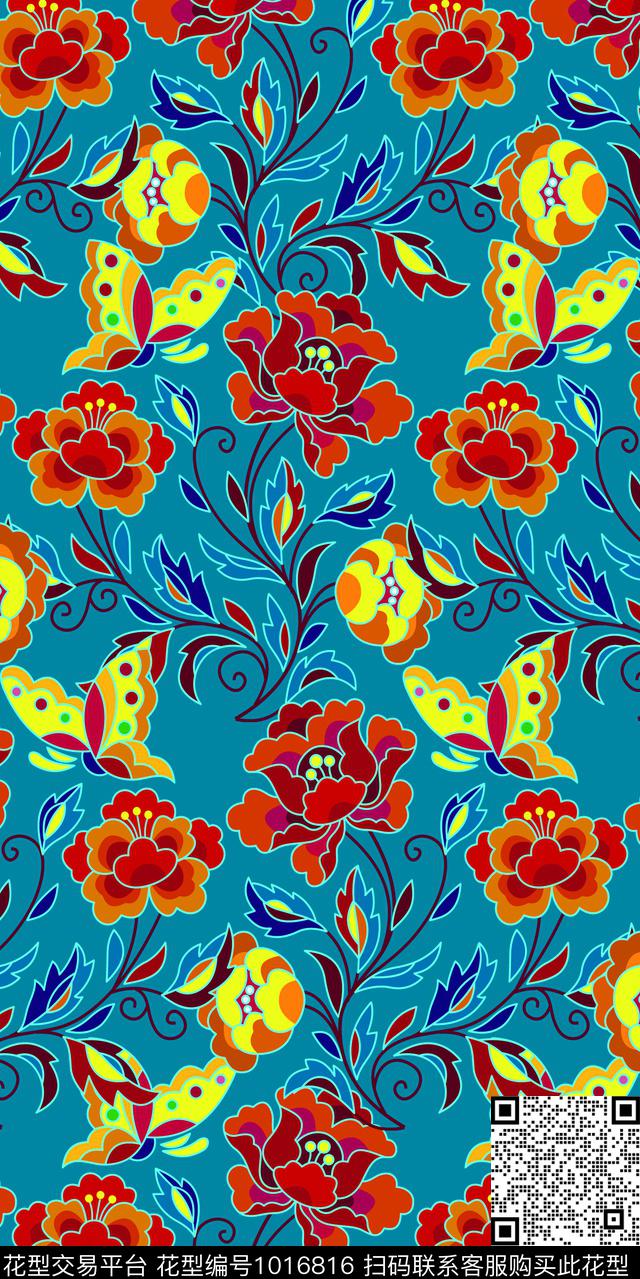 数码华亿平台花卉大牌风数码印花华亿平台下载（图片编号: 1016816） - 瓦栏（Walan）