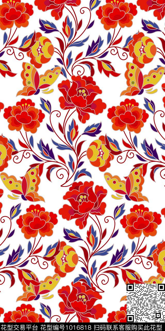 数码华亿平台花卉大牌风数码印花华亿平台下载（图片编号: 1016818） - 瓦栏（Walan）