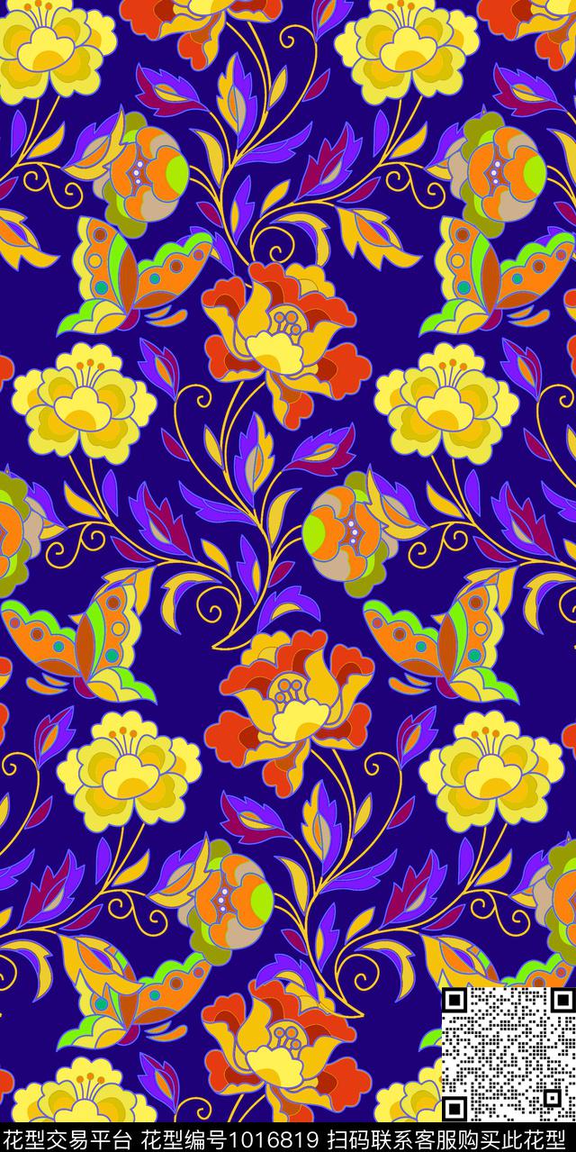数码华亿平台花卉大牌风数码印花华亿平台下载（图片编号: 1016819） - 瓦栏（Walan）