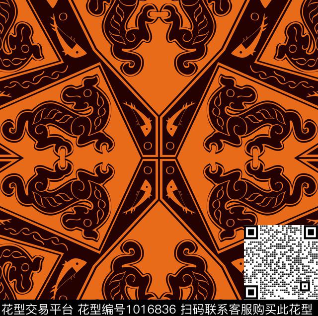 民族风潮牌老虎数码印花华亿平台下载（图片编号: 1016836） - 瓦栏（Walan）